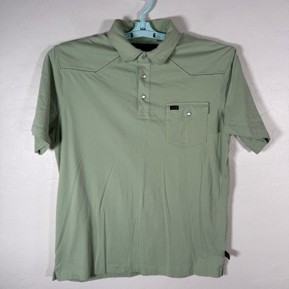 Howler Brothers Ranchero Polo Shirt Mens Medium Green Western Snap Pocket